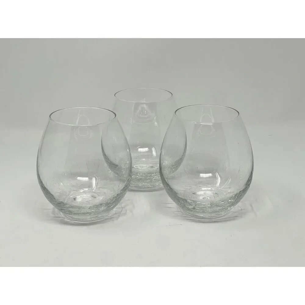Pier 1 One Imports Stemless Wine Crackle Glass Clear Colorless Replacement